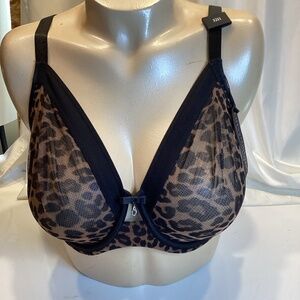 Curvy Couture 1311 Womens Chantilly Sheer Mesh Unlined Full Coverage Bra Sz 32h